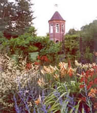 The 3 acre garden Penpergwm Lodge has been developed over the last twenty years