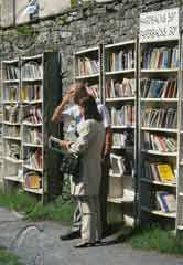 Books sales in Hay on Wye in the county of Herefordshire